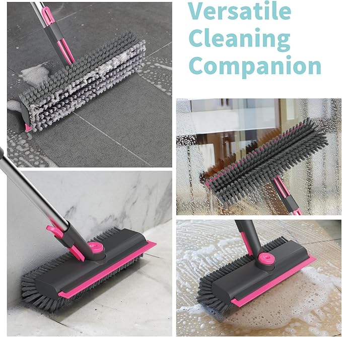 AIR U+ Floor Scrub Brush with Long Handle, 3 in 1 Scrape and Heavy-Duty Stiff - Image 4