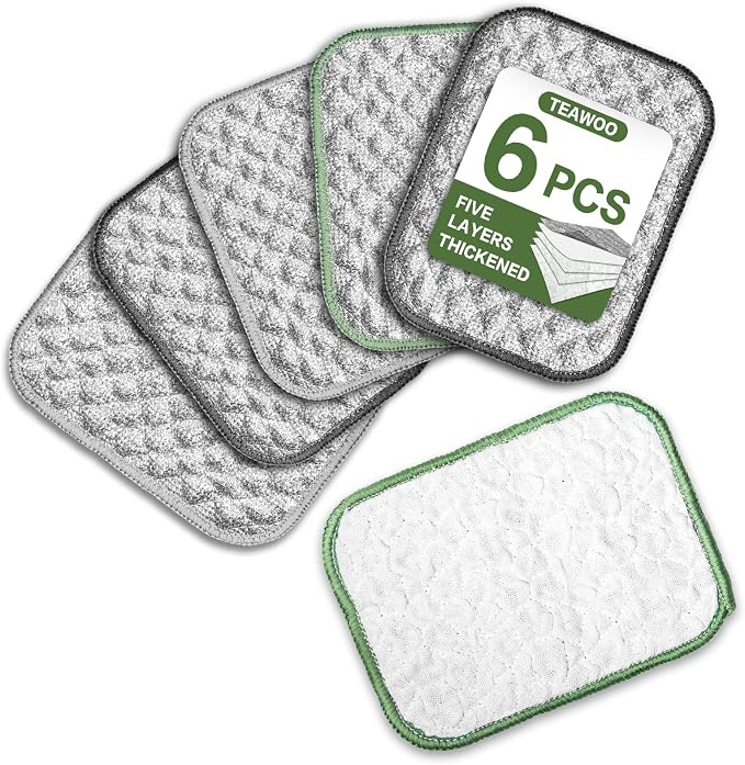 6 PCS Five-Layer Non-Scratch Multipurpose Steel Wire Dishcloths by TEAWOO