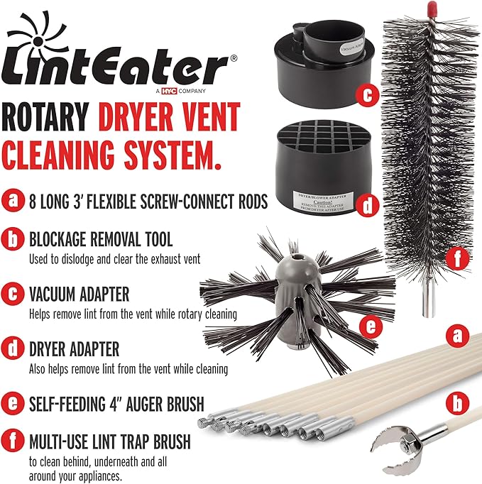 RLE24 LintEater Rotary Dryer Vent Cleaning System, Removes Lint, Extends Up to - Image 5