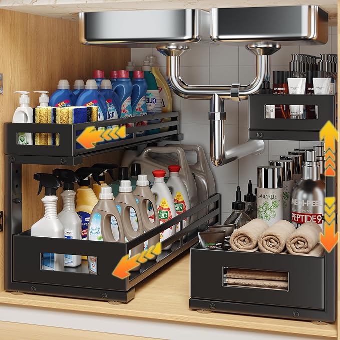 2-Pack 20.47"Deep Under Sink Organizer And Storage, 2-Tier L-Shaped Pull Out by UnderSinkOrganizer