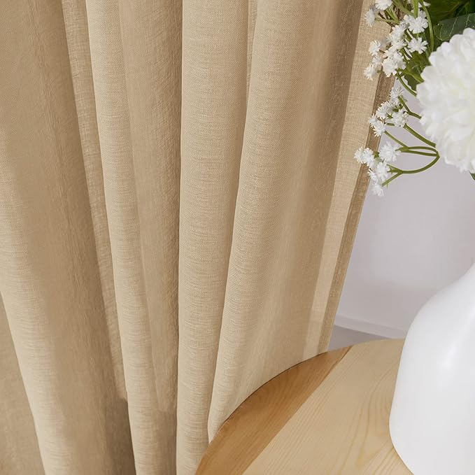 Tollpiz Short Sheer Curtains Linen Textured Bedroom Curtain Sheers Light - Image 3