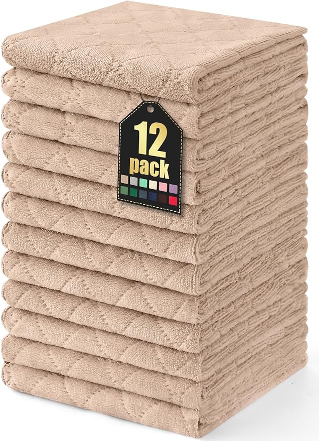 Homaxy 12 Pack Dish Towels for Kitchen, Super Soft and Absorbent Coral Velvet by Homaxy