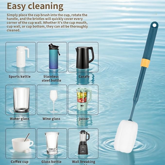 Dishwashing Foam Sponges Brush Telescopic Long Handle Scrubbing Brushes Clean - Image 5