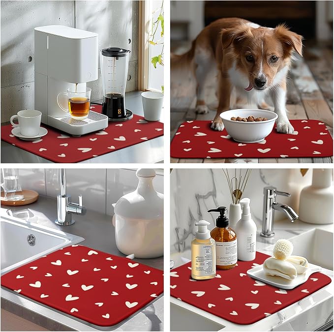 Valentine's Day Love Heart Dish Drying Mat - Image 7