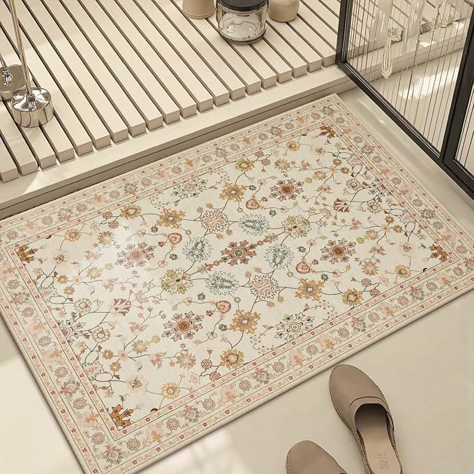 Door Mat Floral Entryway Rug, Washable Samll 2x3 Rug, Boho Front Door Mat - Image 2