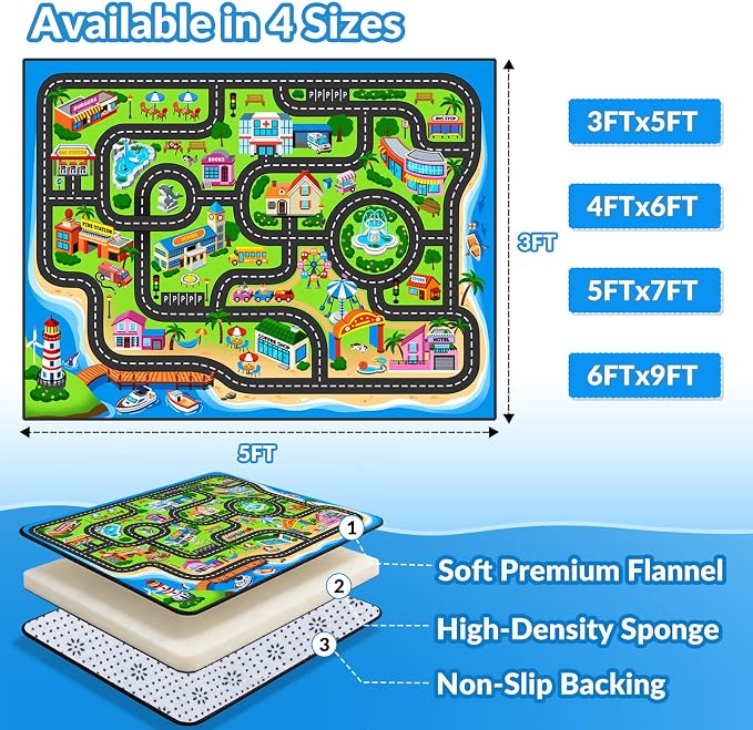 Kids Rug, 3x5 FT Island City Car Rug Play Mat - Image 2