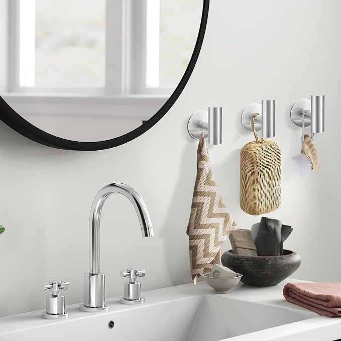 Adhesive Towel Hooks, Brushed Nickel SUS 304 Stainless Steel Heavy Duty Self - Image 6