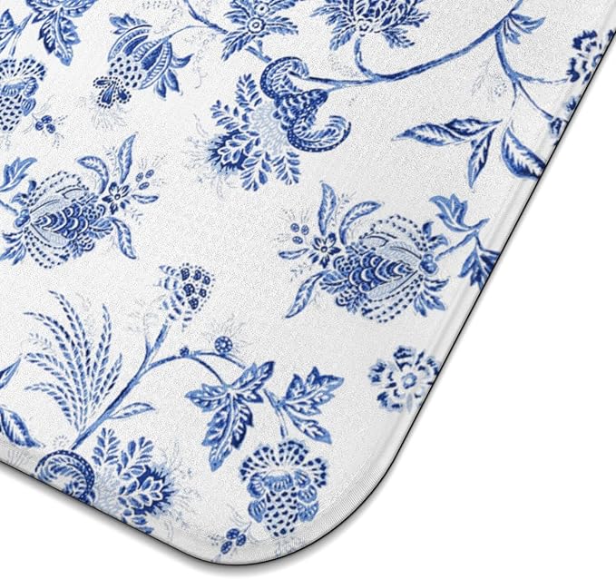 Blue Floral Dish Drying Mat for Kitchen Counter, French Farmhouse Style - Image 6