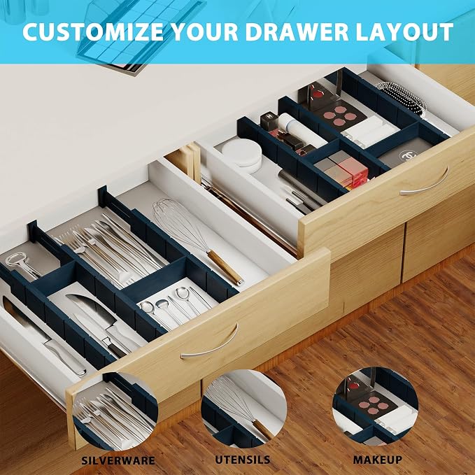 6 Pack Bamboo Drawer Dividers - Image 5