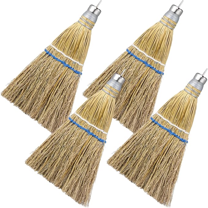 Suclain 4 Pcs 12 Inch Whisk Broom Hand Held Mini Corn Straw Whisk Broom Short by Suclain