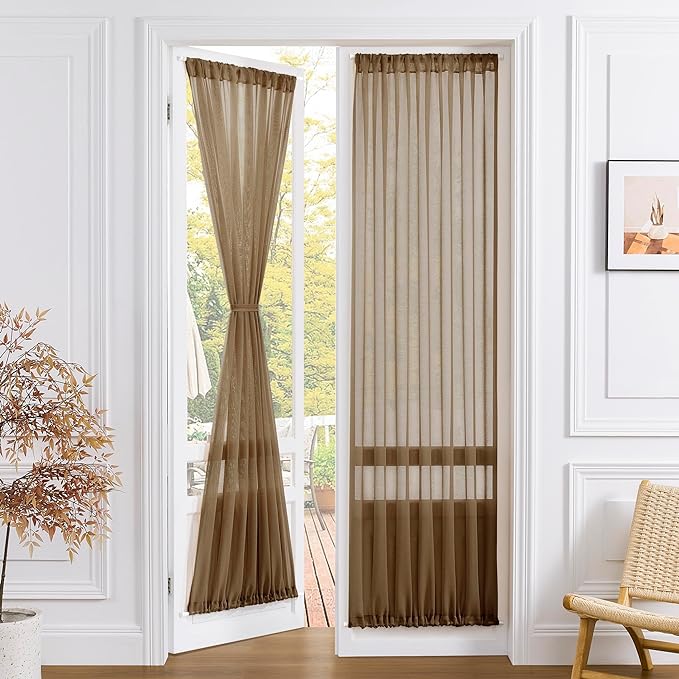 Tollpiz Sheer Door Curtains Closet Linen Textured Curtain Sheers Doorway Light by Tollpiz