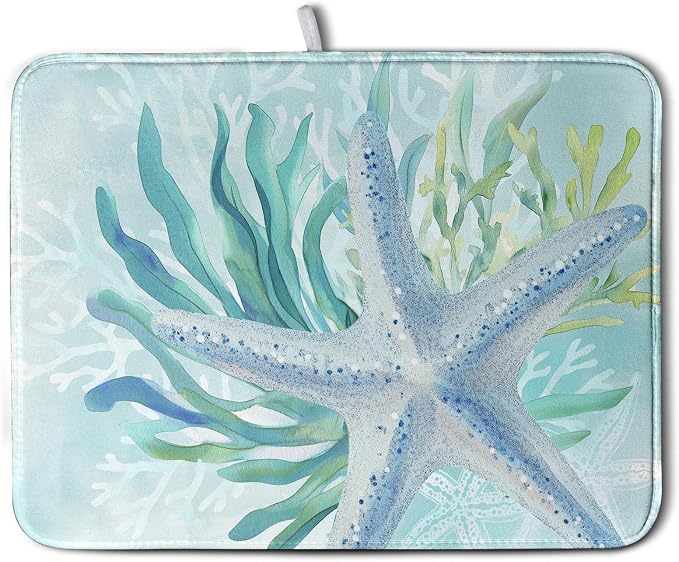 Summer Coastal Dish Drying Mats by Wnoesat
