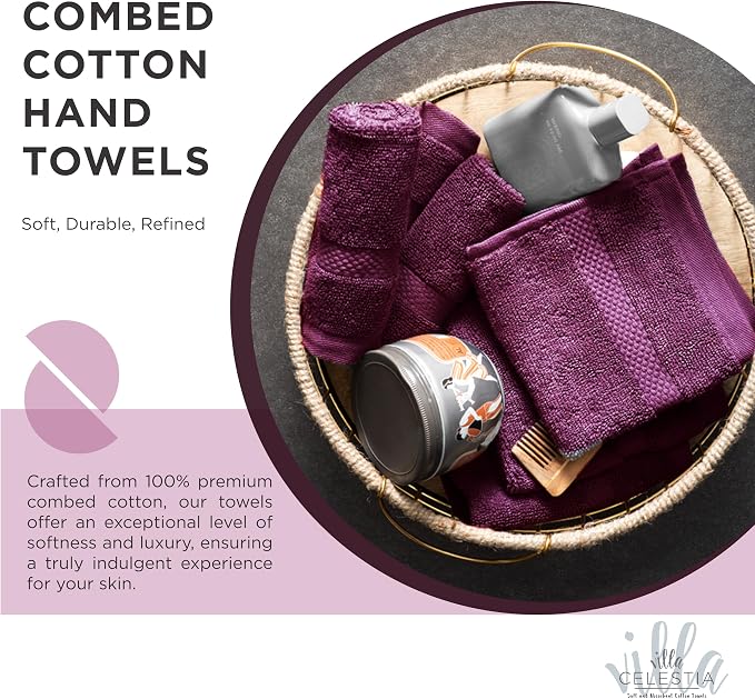 100% Cotton Hand Towel Set of 2, Sustainable, Highly Absorbent, Quick Drying - Image 2