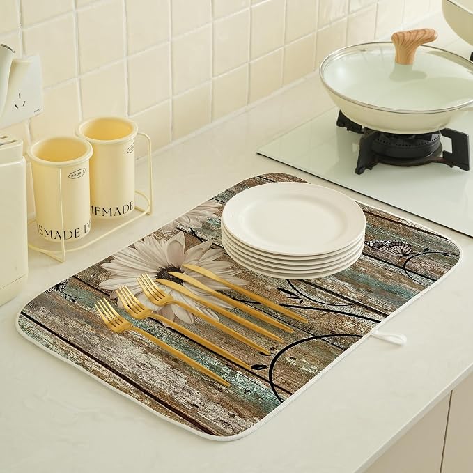 Floral Dish Drying Mat 18x24 Inches - Image 3