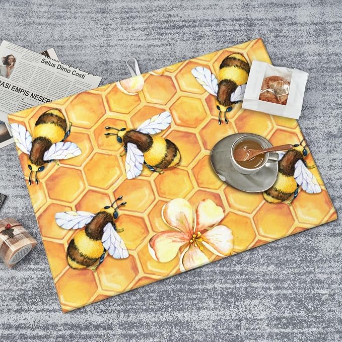 Bee Dish Drying Mat For Kitchen Counter Absorbent Large Kitchen Fast Dry Pad - Image 8