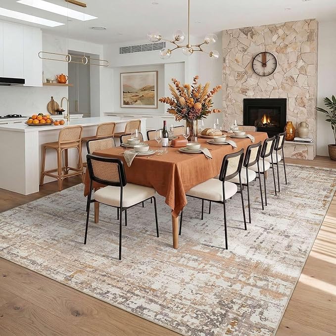 10x14 Extra Large Washable Area Rug, Soft Abstract Vintage Rug - Image 3