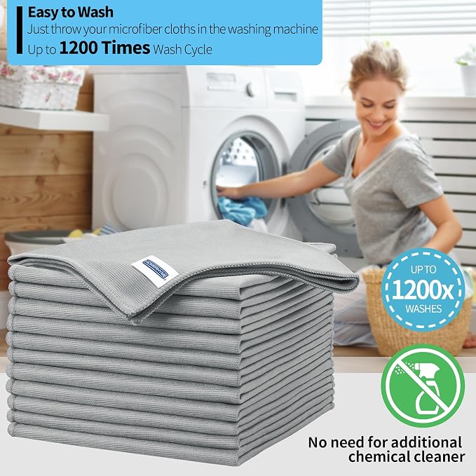 HOMERHYME Microfiber Cleaning Cloth, 12 Pack Window Glasses Cleaning Cloth - Image 7