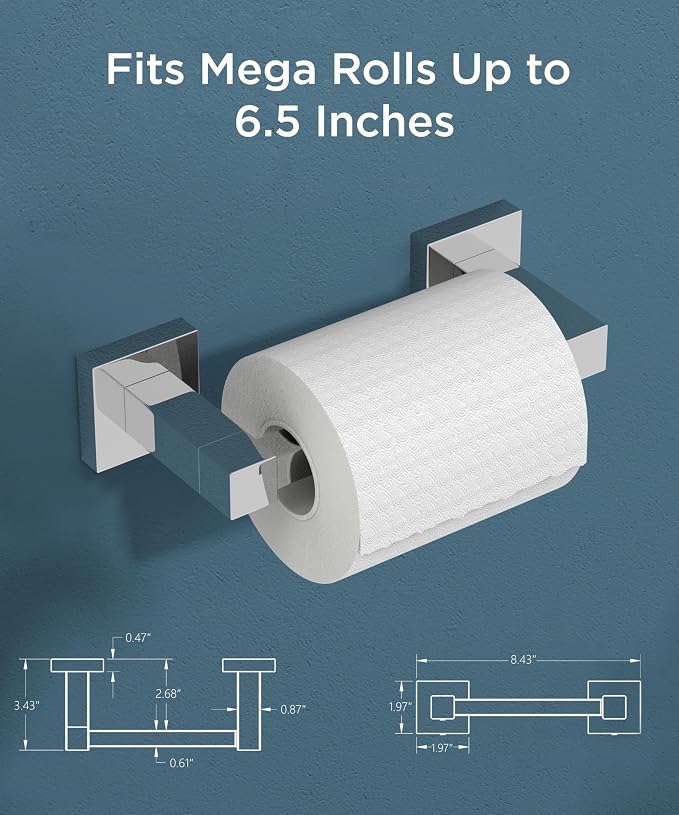 FORIOUS Toilet Paper Holder Wall Mount, Stainless Steel Rustproof Double Post - Image 2