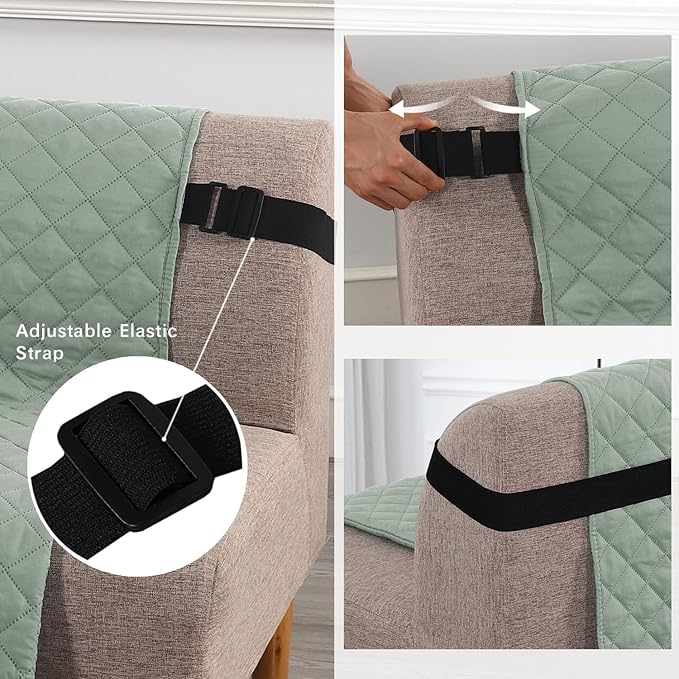H.VERSAILTEX Reversible Futon Cover Water Repellent Armless Sofa Slipcover Washable Furniture Protector with Adjustable Elastic Strap Anti-Slip Futon Bed Cover for Dogs 70" Width(Desert Sage/Beige)