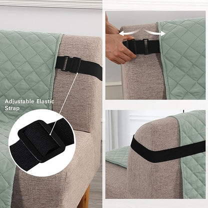 H.VERSAILTEX Reversible Futon Cover Water Repellent Armless Sofa Slipcover Washable Furniture Protector with Adjustable Elastic Strap Anti-Slip Futon Bed Cover for Dogs 70" Width(Desert Sage/Beige)