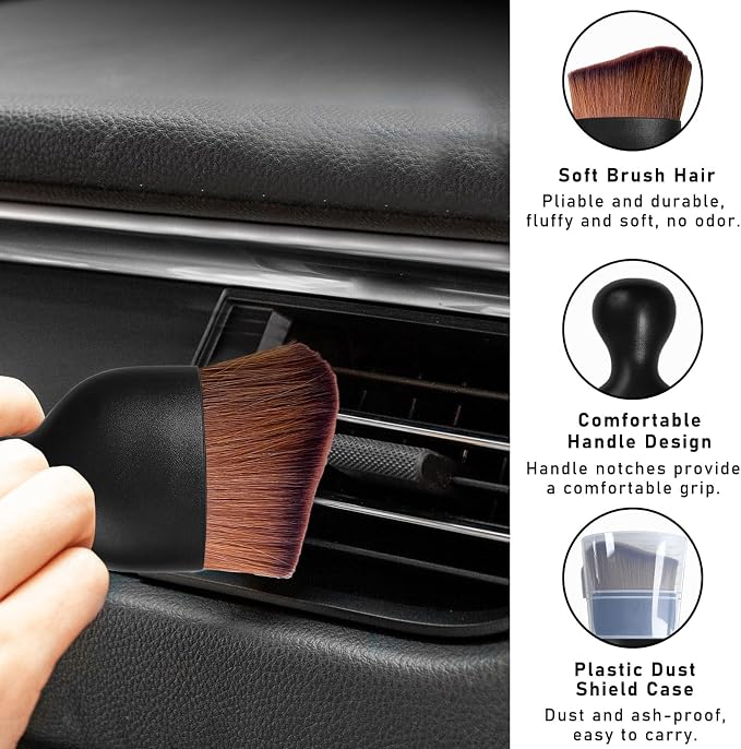 2PCS Car Interior Dust Brush, Soft Scratch Free Auto Detailing Brushes - Image 3