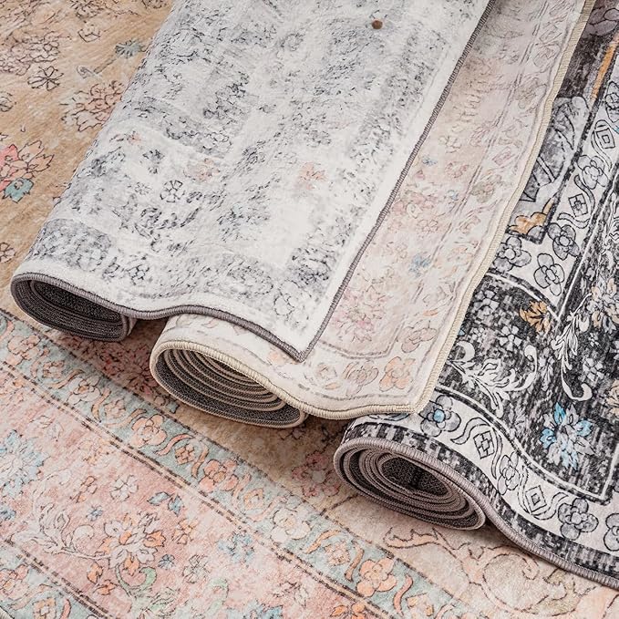Area Rugs 5x7, Washable Orange Rugs - Image 4