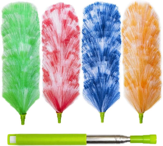 4 Pack Washable Electrostatic Duster, Extendable Pole 25" to 55", Feather Duster - Image 8
