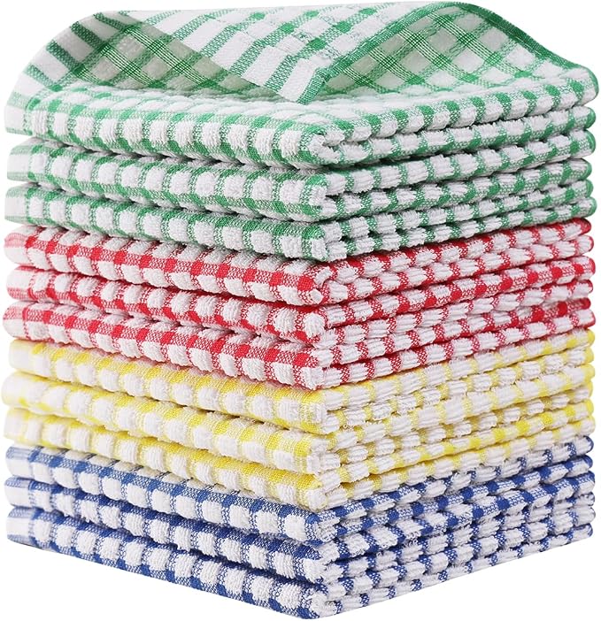 Egles 12 Packs Kitchen Dishcloths 12x12 Inches 100% Cotton Kitchen Dish Cloths by Egles
