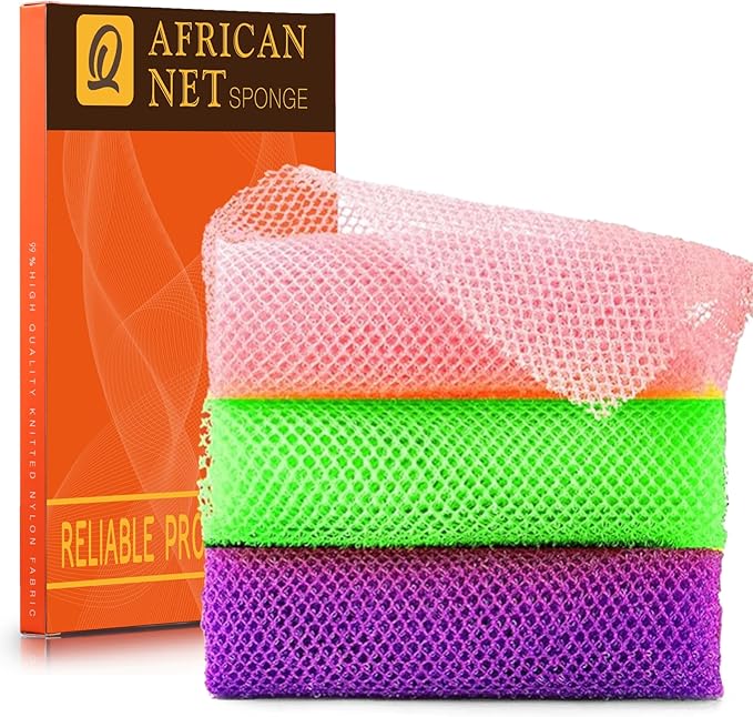 UJFQBH 3 Pieces African Bath Sponge African Net Long Net Bath Sponge by BuyNow