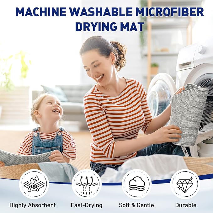 14.6*11.8 inch Microfiber Dish Drying Mat, 2 Compact Ultra Absorbent Dish Mat - Image 5