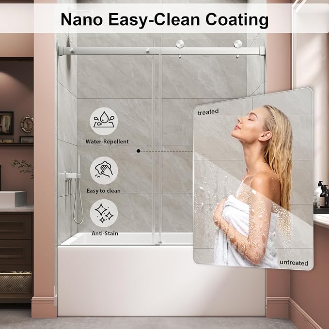 Frameless Bathtub Shower Door, Tub Sliding Door - Image 3