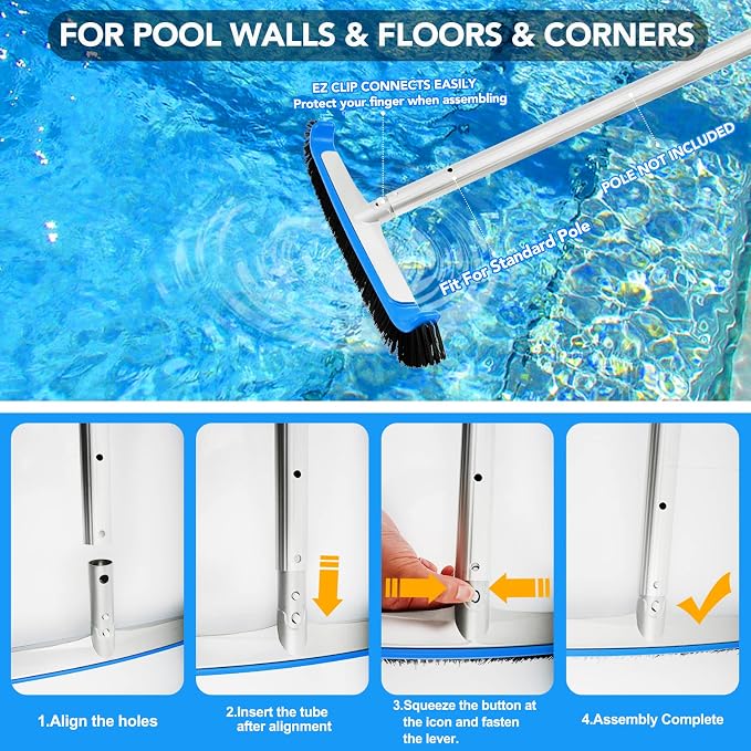 Pool Brush 17.5'' Heavy Duty Swimming Pool Brushes - Image 6