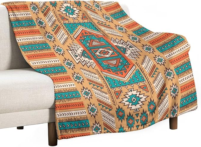 Aztec Throw Blanket, Tribal Navajo Print Native Blanket for Camping Outdoor Couch Sofa Bed 30"x40"