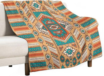 Aztec Throw Blanket, Tribal Navajo Print Native Blanket for Camping Outdoor Couch Sofa Bed 30"x40"