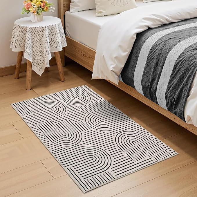 Washable Rug 2x3 Area Rugs for Entryway, Abstract Rug for Bedroom, Soft Rainbow - Image 3