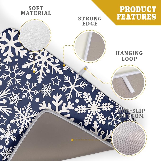 Dark Blue Winter Dish Drying Mat - Image 4