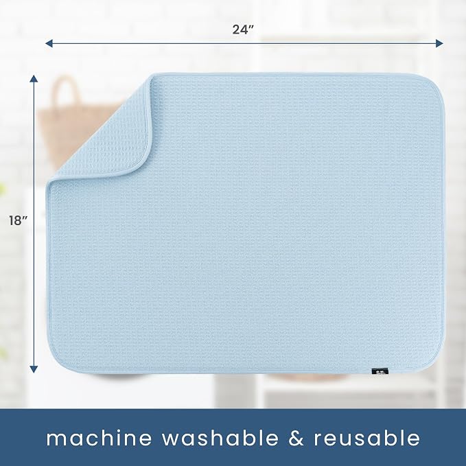 S&T INC. Dish Drying Mat XL, 18” x 24”, Absorbent Microfiber Kitchen Counter Mat - Image 5