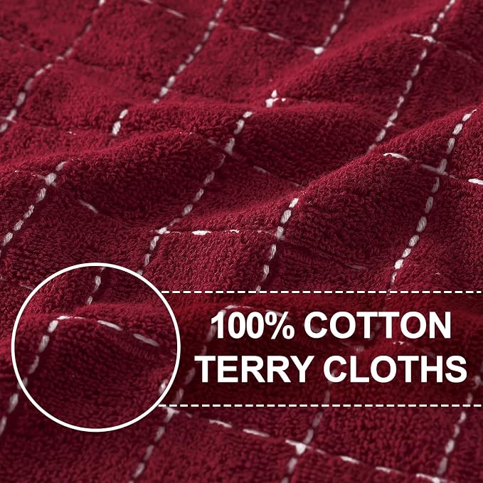 Homaxy 100% Cotton Terry Kitchen Towels, Checkered Designed, Soft and Super - Image 2