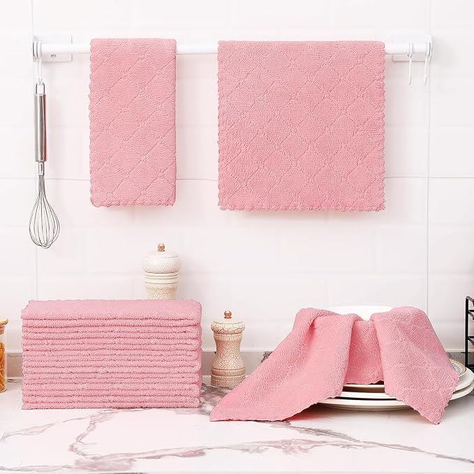 Homaxy 12 Pack Dish Towels for Kitchen, Super Soft and Absorbent Coral Velvet - Image 5