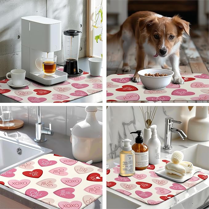Valentine Love Heart Dish Drying Mat - Image 7