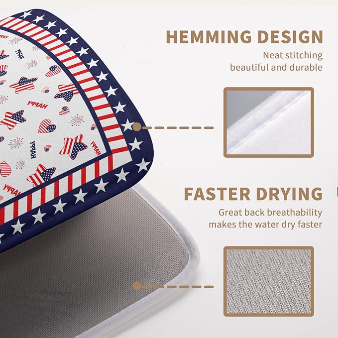4th of July Dish Drying Mats for Kitchen Counter Patriotic Independence Day - Image 3