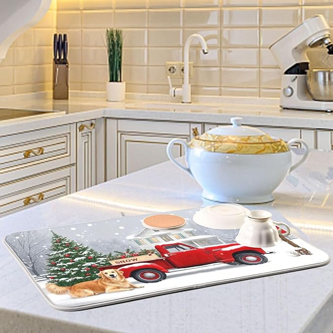 Christmas Tree Truck Dish Drying Mat - Image 6