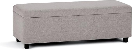 SIMPLIHOME Avalon 48 inch Wide Contemporary Rectangle Storage Ottoman Bench in by SimpliHome