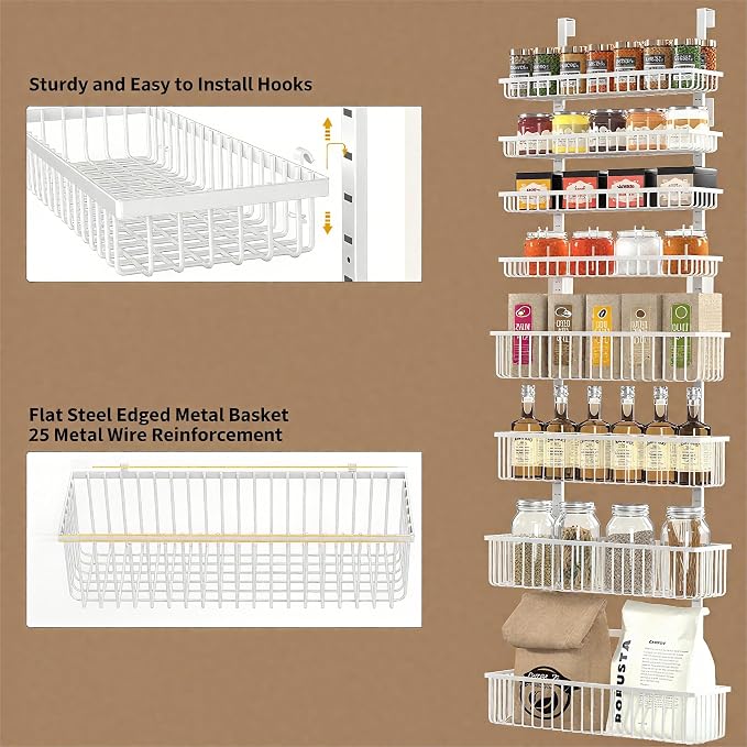 Moforoco White Over The Door Pantry Organizer, Pantry Organization and Storage - Image 4