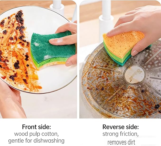 6 Pack Heavy Duty Kitchen Sponge Dish Sponges Double-Sided Dishwashing Scrub - Image 3