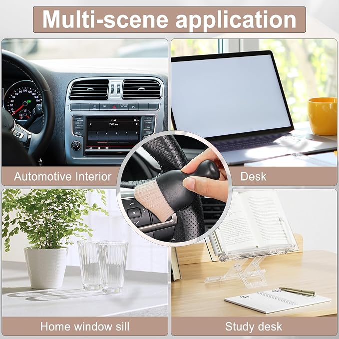 GaRhomxy Car Detailing Brushes, Car Interior Dust Sweeping Soft Brush, Soft - Image 6