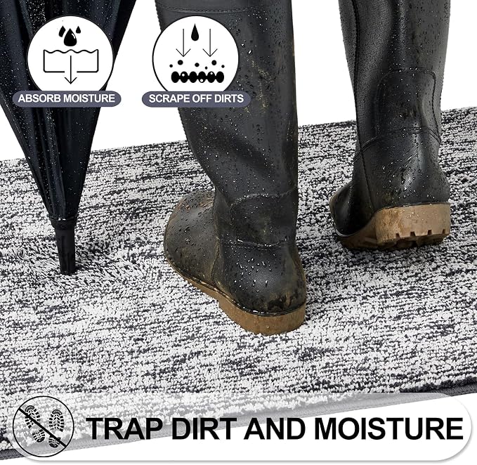 REFETONE Indoor Doormat, Front Door Mat 20"x32" Absorbent Rubber Backing Non - Image 3
