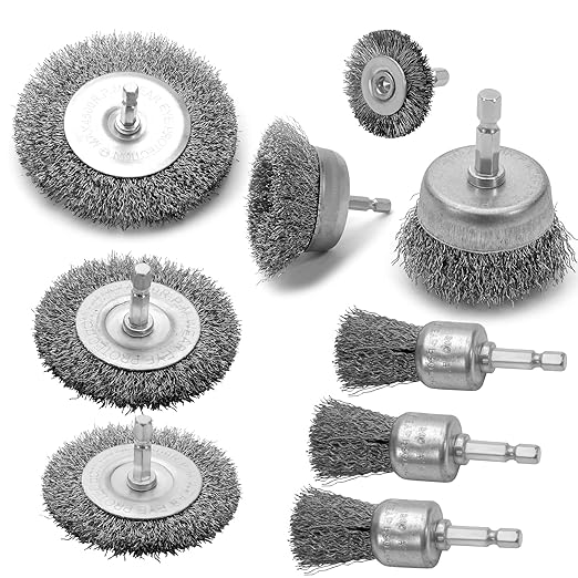 Wire Brush for Drill Set 9Pcs, Abrasive Wire Wheel for 1/4 Inch Hex Shank by Friendsofyourgarden