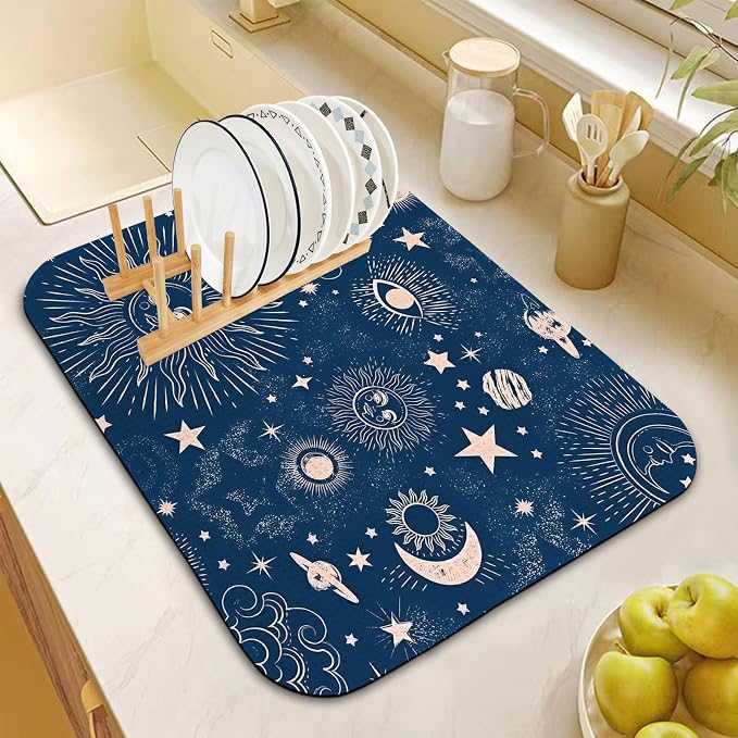 Dish Drying Mat for Kitchen Counter 16x18 Inch, Super Absorbent Dish Drainer Mat - Image 2