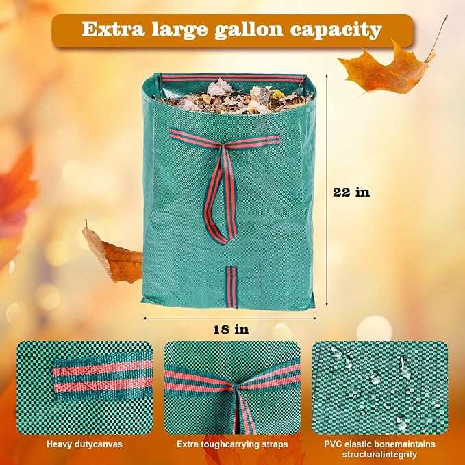 Leaf Collector – 3-Pack Heavy Duty Yard Waste Bags, 40-Gallon Collapsible & - Image 4